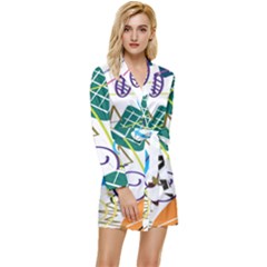 Abstract Pattern Long Sleeve Satin Robe by Wegoenart