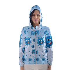 Illustration Virus Pattern Women s Hooded Windbreaker by Wegoenart