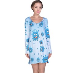 Illustration Virus Pattern Long Sleeve Nightdress by Wegoenart