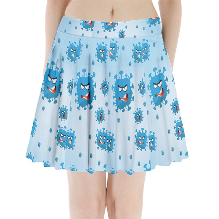 Illustration Virus Pattern Pleated Mini Skirt