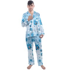 Illustration Virus Pattern Men s Long Sleeve Satin Pajamas Set by Wegoenart