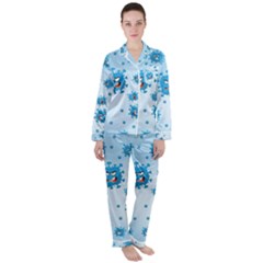 Illustration Virus Pattern Satin Long Sleeve Pajamas Set by Wegoenart