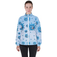 Illustration Virus Pattern Women s High Neck Windbreaker by Wegoenart