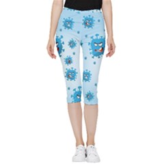 Illustration Virus Pattern Inside Out Lightweight Velour Capri Leggings 