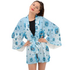 Illustration Virus Pattern Long Sleeve Kimono by Wegoenart