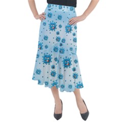 Illustration Virus Pattern Midi Mermaid Skirt by Wegoenart