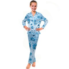 Illustration Virus Pattern Kid s Satin Long Sleeve Pajamas Set by Wegoenart