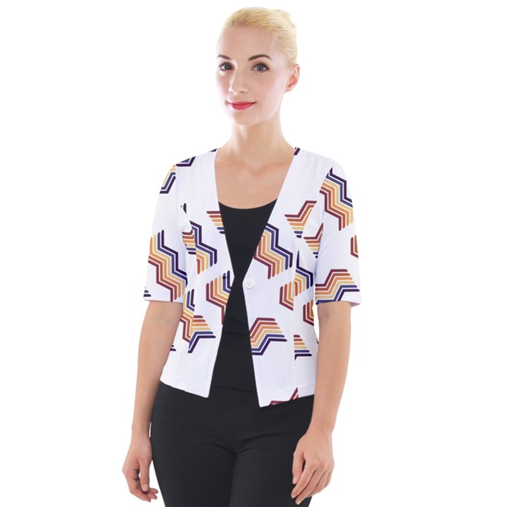 Illustration Abstract-art Diagonal Stripe Stripes Cropped Button Cardigan