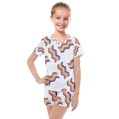 Illustration Abstract-art Diagonal Stripe Stripes Kids  Mesh Tee And Shorts Set by Wegoenart