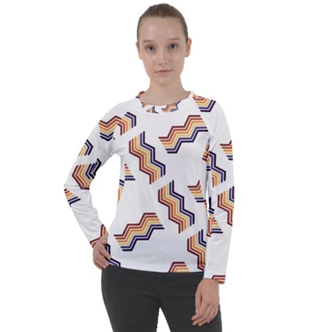 Illustration Abstract-art Diagonal Stripe Stripes Women s Long Sleeve Raglan Tee by Wegoenart