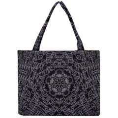 Illustration Black White Rosette Mandala Ornament Wallpaper Mini Tote Bag by Wegoenart