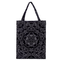 Illustration Black White Rosette Mandala Ornament Wallpaper Classic Tote Bag by Wegoenart