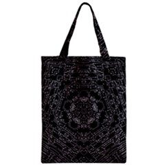 Illustration Black White Rosette Mandala Ornament Wallpaper Zipper Classic Tote Bag by Wegoenart