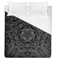 Illustration Black White Rosette Mandala Ornament Wallpaper Duvet Cover (queen Size) by Wegoenart