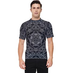 Illustration Black White Rosette Mandala Ornament Wallpaper Men s Short Sleeve Rash Guard by Wegoenart