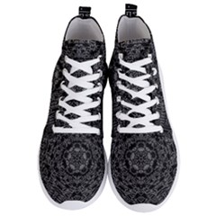 Illustration Black White Rosette Mandala Ornament Wallpaper Men s Lightweight High Top Sneakers by Wegoenart