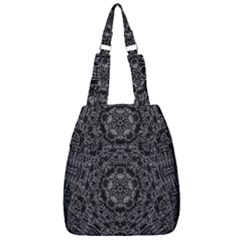 Illustration Black White Rosette Mandala Ornament Wallpaper Center Zip Backpack by Wegoenart