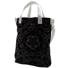 Illustration Black White Rosette Mandala Ornament Wallpaper Canvas Messenger Bag by Wegoenart