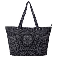 Illustration Black White Rosette Mandala Ornament Wallpaper Full Print Shoulder Bag by Wegoenart