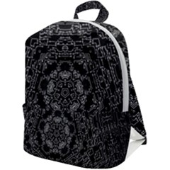 Illustration Black White Rosette Mandala Ornament Wallpaper Zip Up Backpack by Wegoenart