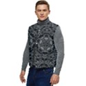 Illustration Black White Rosette Mandala Ornament Wallpaper Men s Short Button Up Puffer Vest	 View3