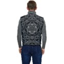 Illustration Black White Rosette Mandala Ornament Wallpaper Men s Short Button Up Puffer Vest	 View4