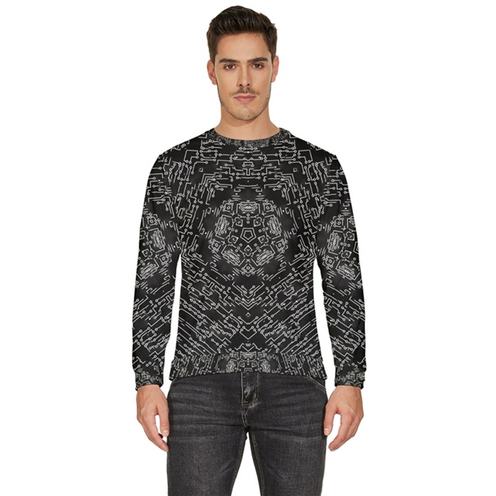 Illustration Black White Rosette Mandala Ornament Wallpaper Men s Fleece Sweatshirt