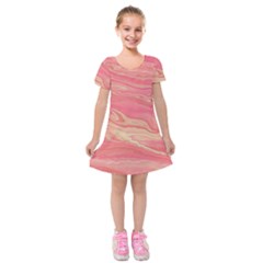 Illustration Graphic Pattern Texrure Pink Maeble Kids  Short Sleeve Velvet Dress by Wegoenart