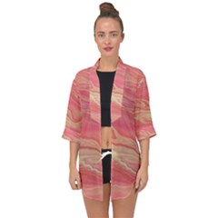 Illustration Graphic Pattern Texrure Pink Maeble Open Front Chiffon Kimono by Wegoenart