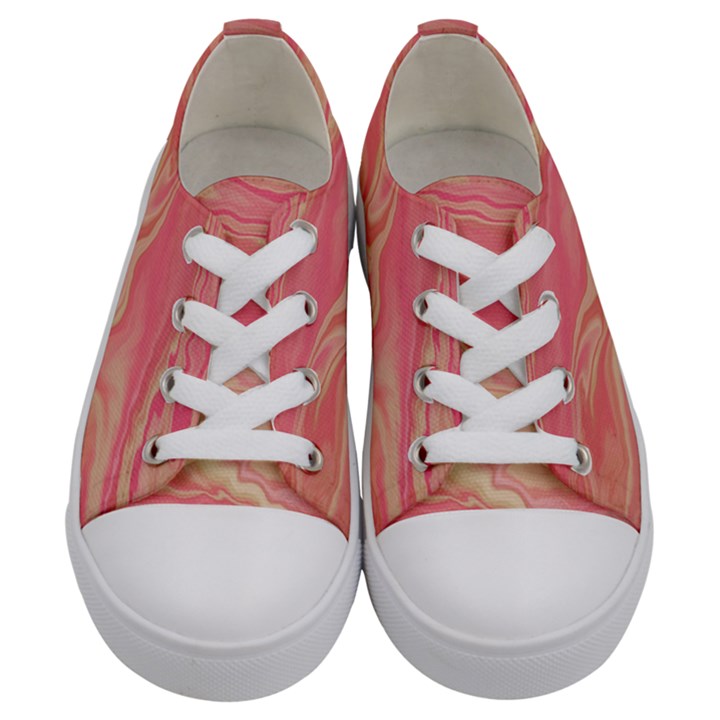 Illustration Graphic Pattern Texrure Pink Maeble Kids  Low Top Canvas Sneakers