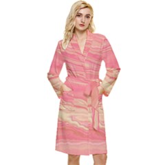 Illustration Graphic Pattern Texrure Pink Maeble Long Sleeve Velour Robe by Wegoenart