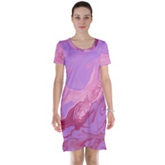 Illustration Art Pink Design Wallpaper Short Sleeve Nightdress by Wegoenart