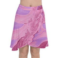 Illustration Art Pink Design Wallpaper Chiffon Wrap Front Skirt by Wegoenart