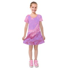 Illustration Art Pink Design Wallpaper Kids  Short Sleeve Velvet Dress by Wegoenart