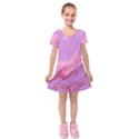 Illustration Art Pink Design Wallpaper Kids  Short Sleeve Velvet Dress View1