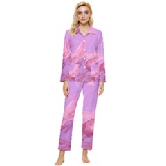 Illustration Art Pink Design Wallpaper Womens  Long Sleeve Velvet Pocket Pajamas Set by Wegoenart