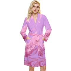 Illustration Art Pink Design Wallpaper Long Sleeve Velour Robe by Wegoenart