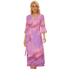 Illustration Art Pink Design Wallpaper Midsummer Wrap Dress by Wegoenart