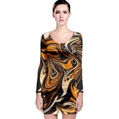 Illustration Abstract Pattern Modern Art Design Fantasy Surreal Long Sleeve Bodycon Dress by Wegoenart