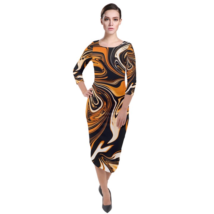 Illustration Abstract Pattern Modern Art Design Fantasy Surreal Quarter Sleeve Midi Velour Bodycon Dress