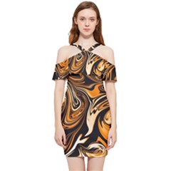 Illustration Abstract Pattern Modern Art Design Fantasy Surreal Shoulder Frill Bodycon Summer Dress by Wegoenart