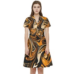 Illustration Abstract Pattern Modern Art Design Fantasy Surreal Short Sleeve Waist Detail Dress by Wegoenart