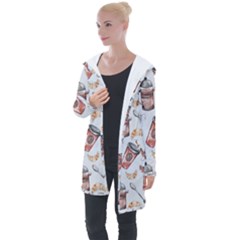 Coffee Coffeemania Caffeine Pattern Longline Hooded Cardigan by Wegoenart