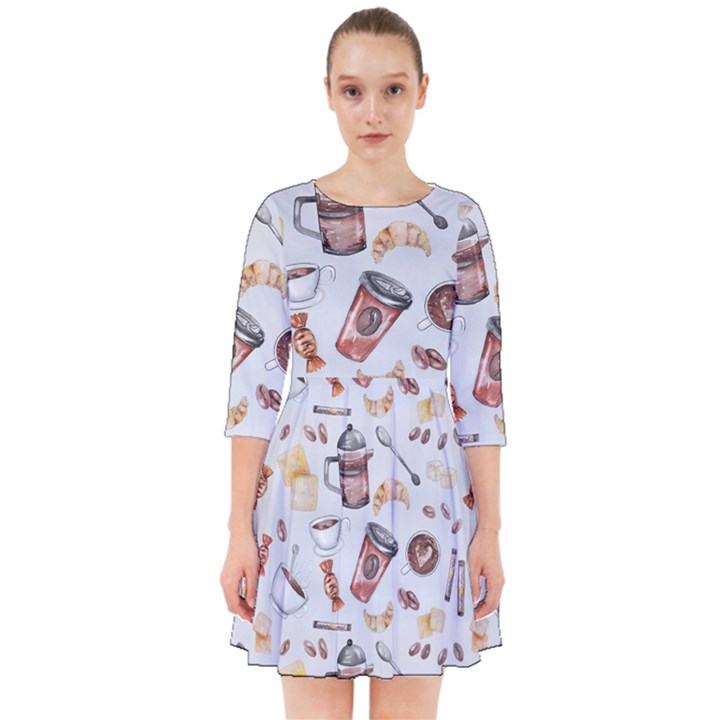 Coffee Coffeemania Caffeine Pattern Smock Dress