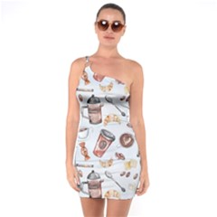 Coffee Coffeemania Caffeine Pattern One Soulder Bodycon Dress by Wegoenart