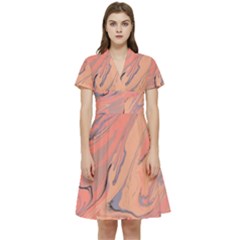 Illustration Background Light Abstract Texture Short Sleeve Waist Detail Dress by Wegoenart