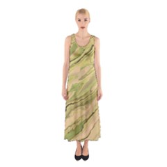 Green Pattern Texture Marble Sleeveless Maxi Dress by Wegoenart