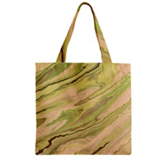 Green Pattern Texture Marble Zipper Grocery Tote Bag by Wegoenart