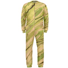 Green Pattern Texture Marble Onepiece Jumpsuit (men) by Wegoenart