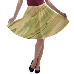 Green Pattern Texture Marble A-line Skater Skirt by Wegoenart